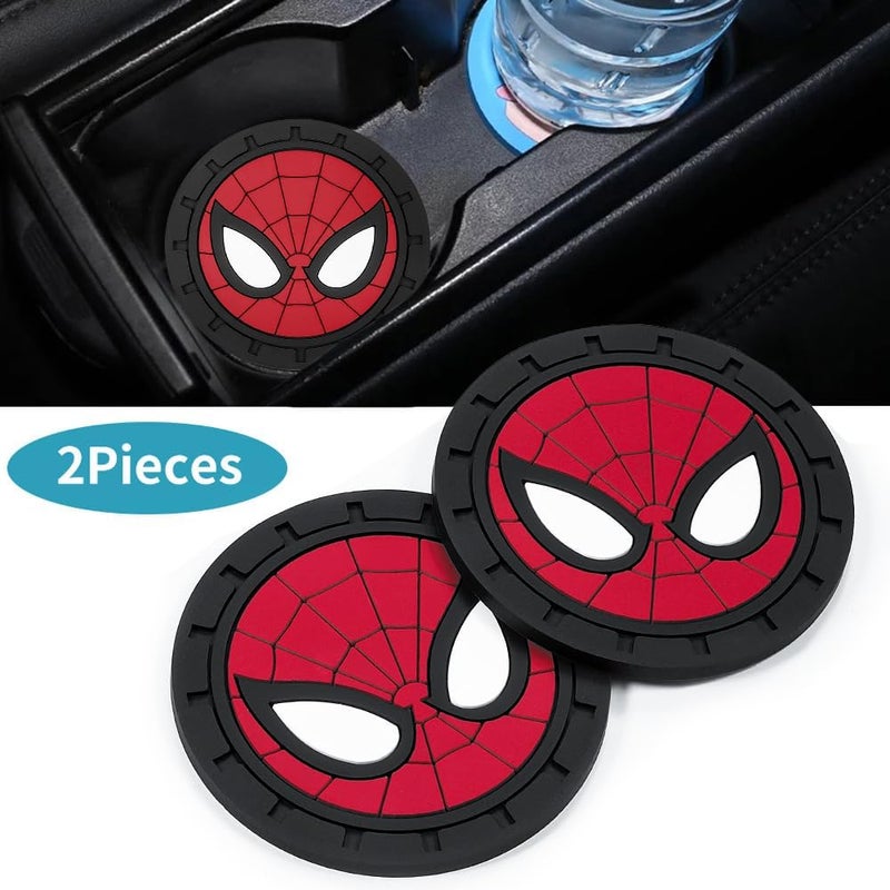 WiiFiive Spider Man Car Cup Holder Coasters for Marvel Fans, The Spider Man Car Coasters for Car Cup Holder Insert,Silicone Non-Slip Car Cup Mat,2.75'' - Image 2